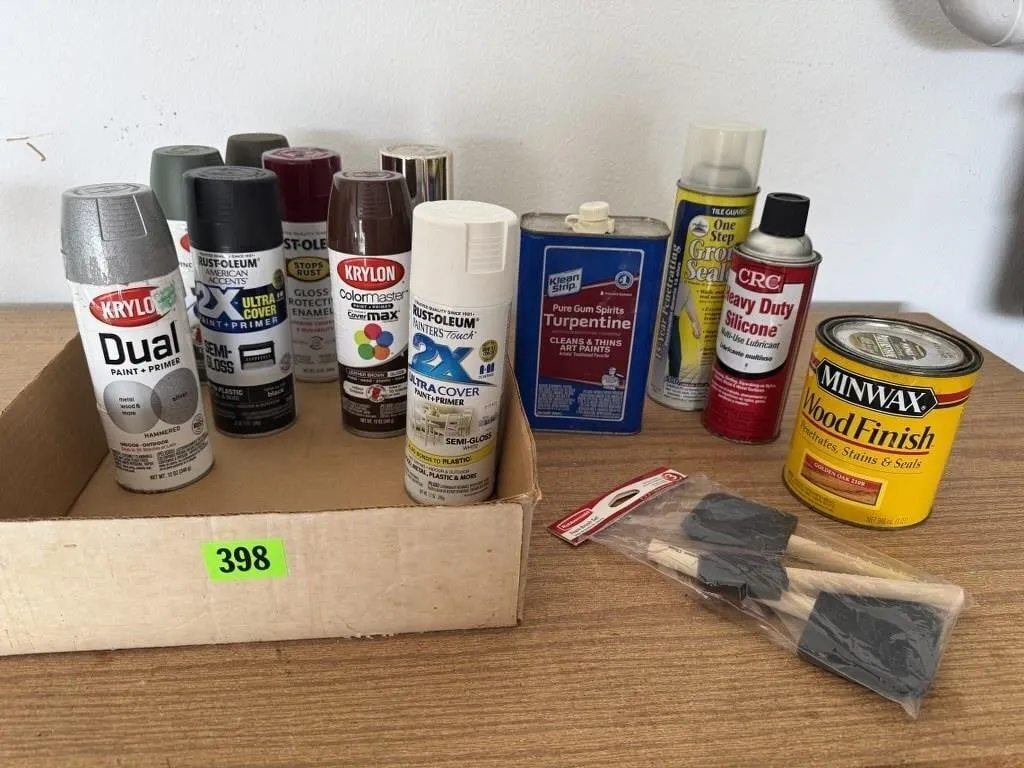 Consumables, spray paint, wood stain, foam brushes