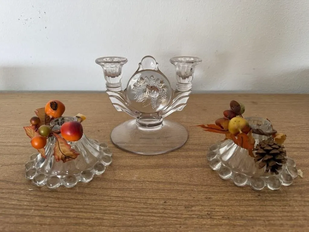 Glass candleholders (3)