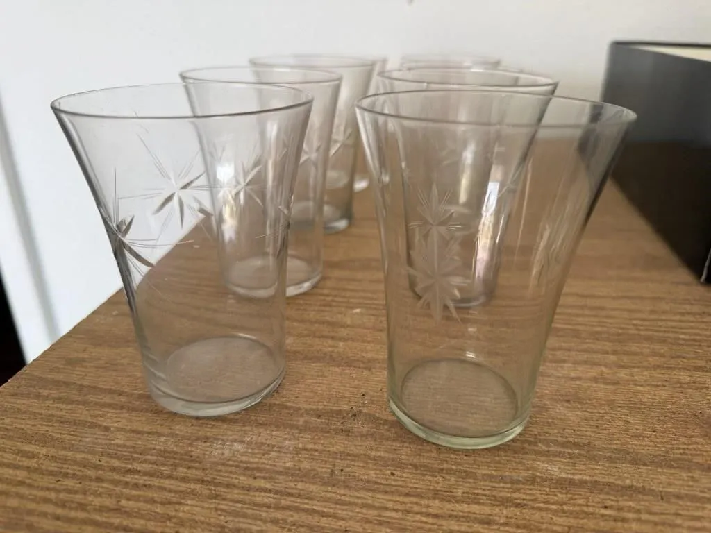 Etched juice glasses (8)