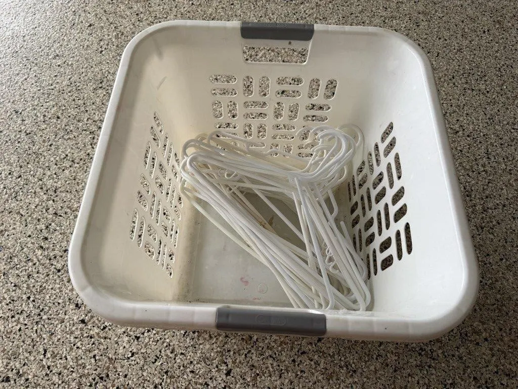 Laundry basket, clothes hangers