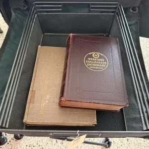 Wire basket, dictionaries (2)