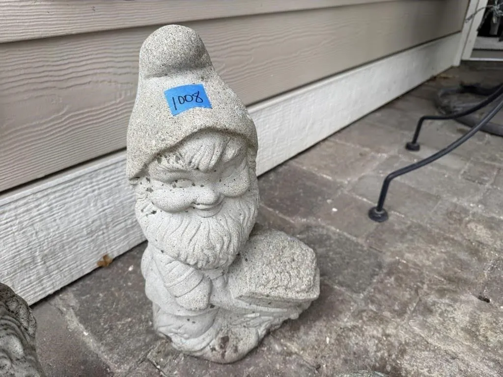 Concrete garden gnome