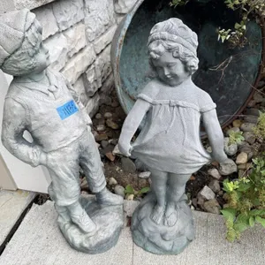 Lightweight boy & girl garden statues (2)