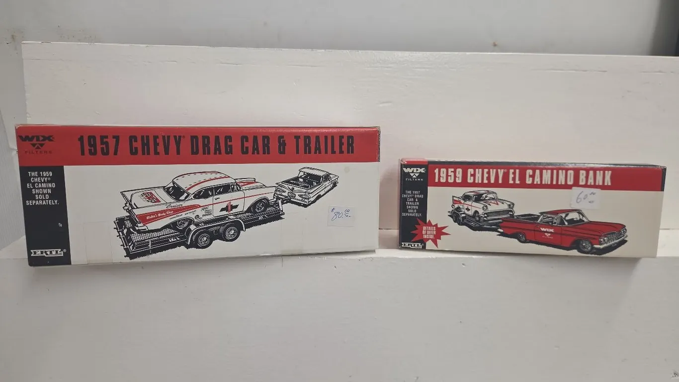 1/24 1959 Chevy El Camino w/ 1957 Chevrolet Drag Car & Hauler - Wix, NIB