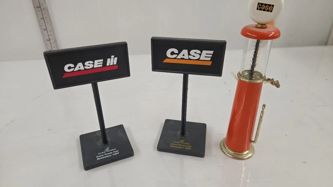 2 - 1997 Case Trade Fair Dealer Signs & Case Visible Gas Pump