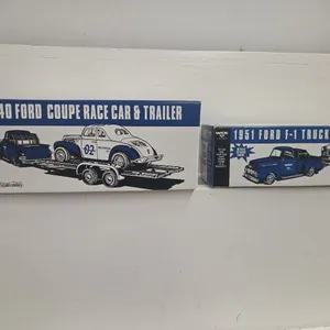 1951 Ford F-1 Truck Bank w/ 1940 Ford Coupe Race Car & Trailer set - Wix, NIB