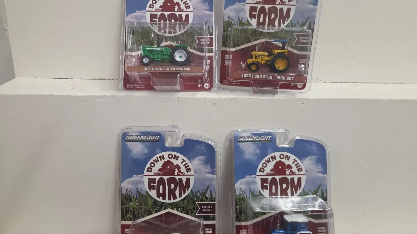 4 - 1/64 Greenlight Down on the Farm Limited Ed. tractors, NIB