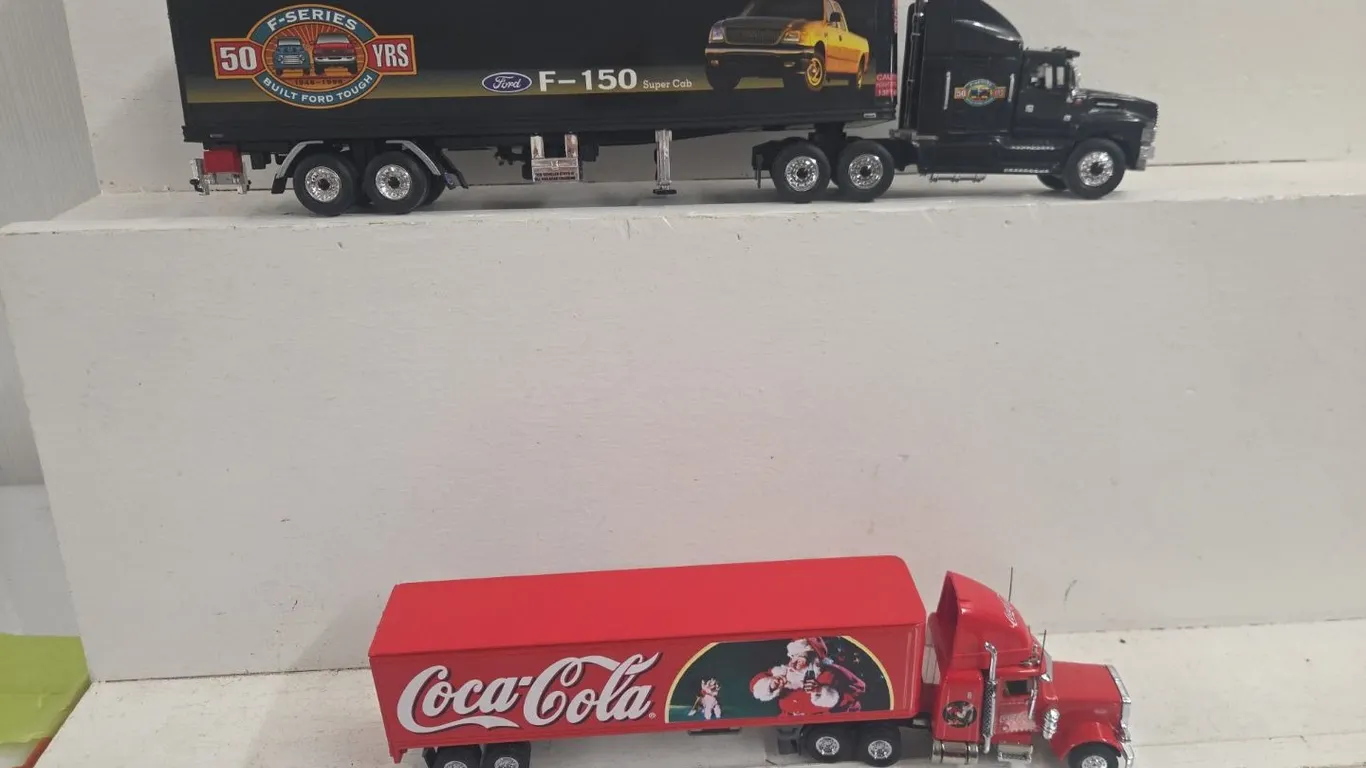1/43 Ford Semi & Trailer Bank 50 years of F-Series Ltd. Ed. & 1/58 Coca-Cola Semi & Trailer