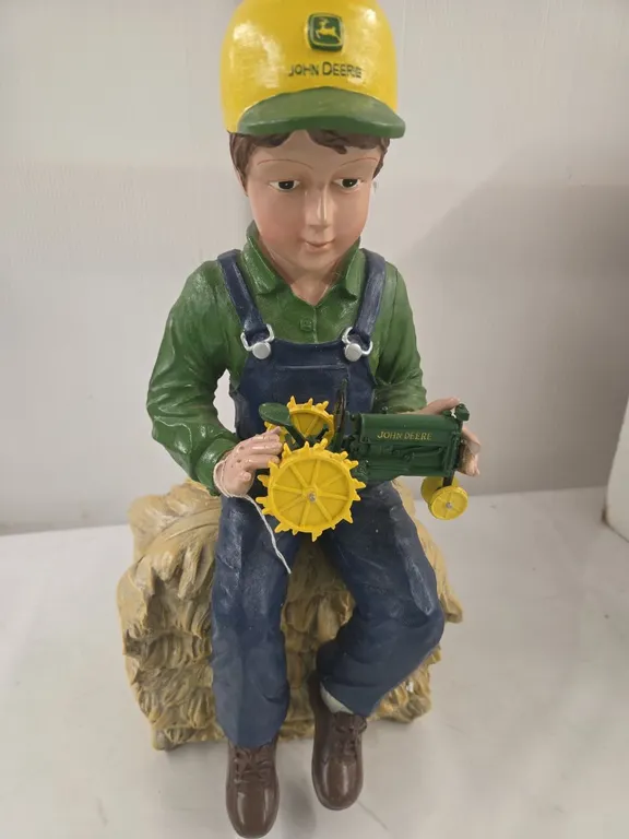 JD Boy on Hay Bale Figure - in box