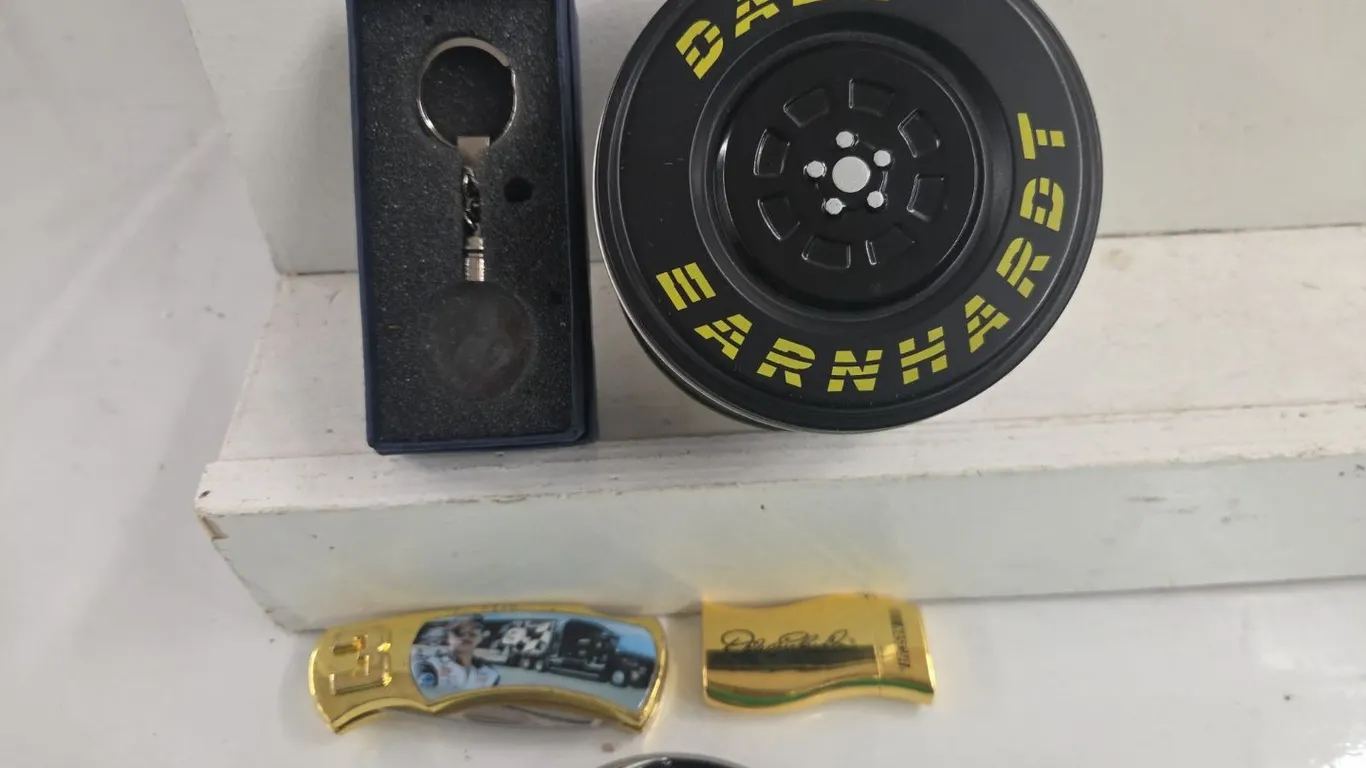 Dale Earnhardt Items - Jackknife, Watch, Key Chain, Lighter & Belt Buckle