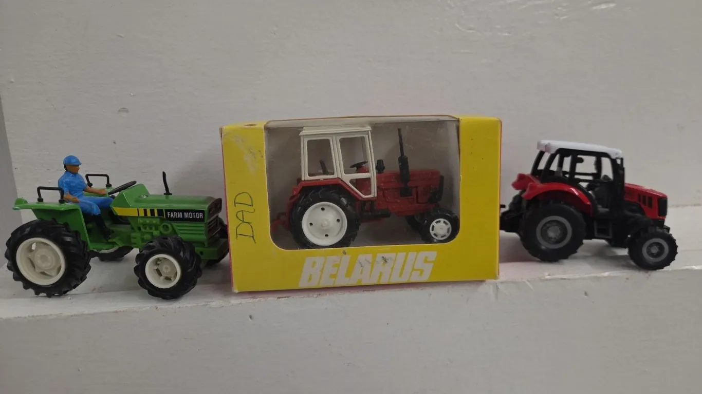3 - 1/43 Tractors; Belarus (NIB), 350 & Farm Motor w/ driver