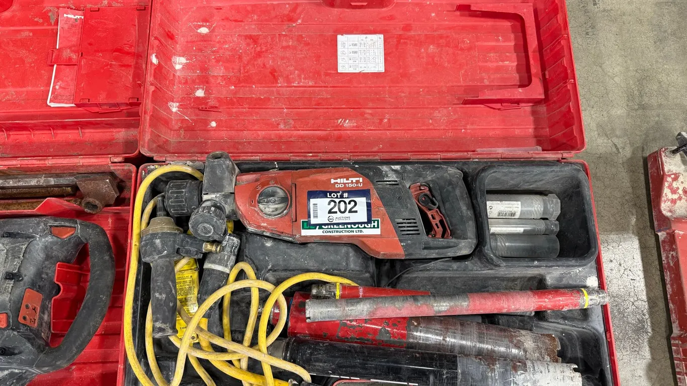 HILTI DD 150-U Core Drill w/ Case, Asst. Core Bits, etc.