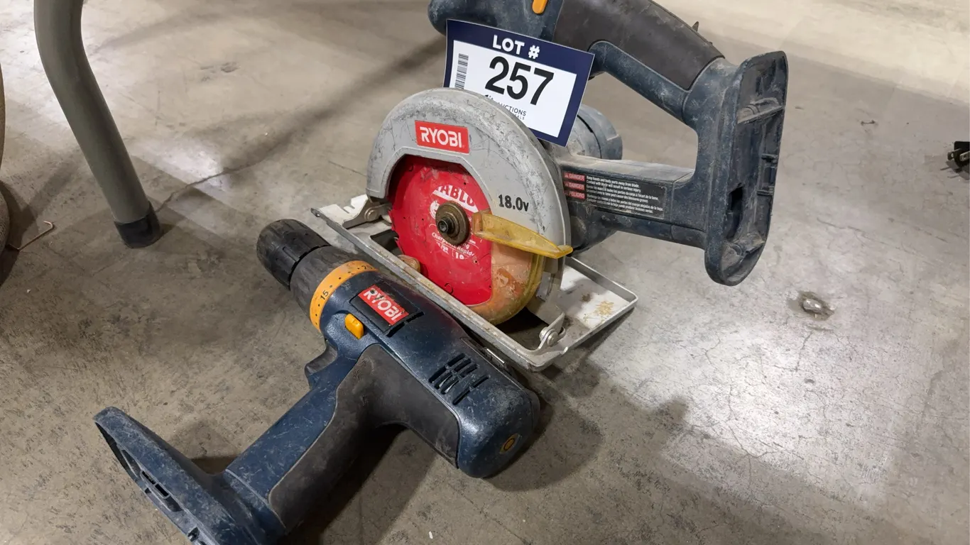 Lot of (1) Ryobi 5-1/2” Cordless Circular Saw and (1) Ryobi Cordless Drill