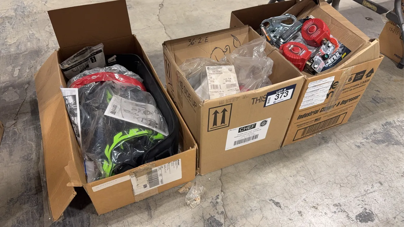 Lot of (4) Boxes including Asst. Harnesses, Retractable Lifeline, etc.
