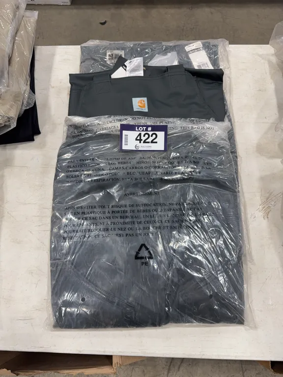 Lot of (2) Pairs of Carhartt 100101 Rain Bib Overalls, Size 2XL