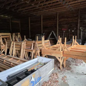 (#4) (8) Wood Tables and Approximately (36) Wood Sawhorses