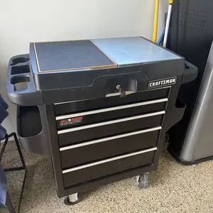 Locking Craftsman tool cabinet on wheels,  easy slide ball bearing drawers, grip latch closing, have keys