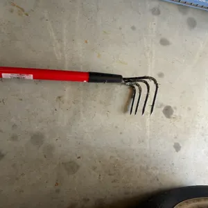 Garden fork, saw, horse shoes