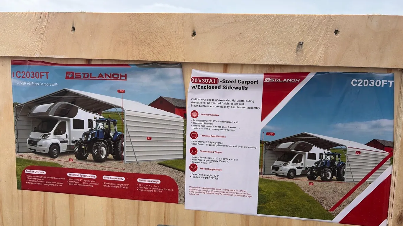 Unused SDLANCH SDLC2030FT Steel Carport
