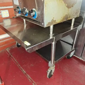 SS Equipment Stand in Wheels with Backsplash, Undershelf and Flip Out Front, 36"x32"x22"