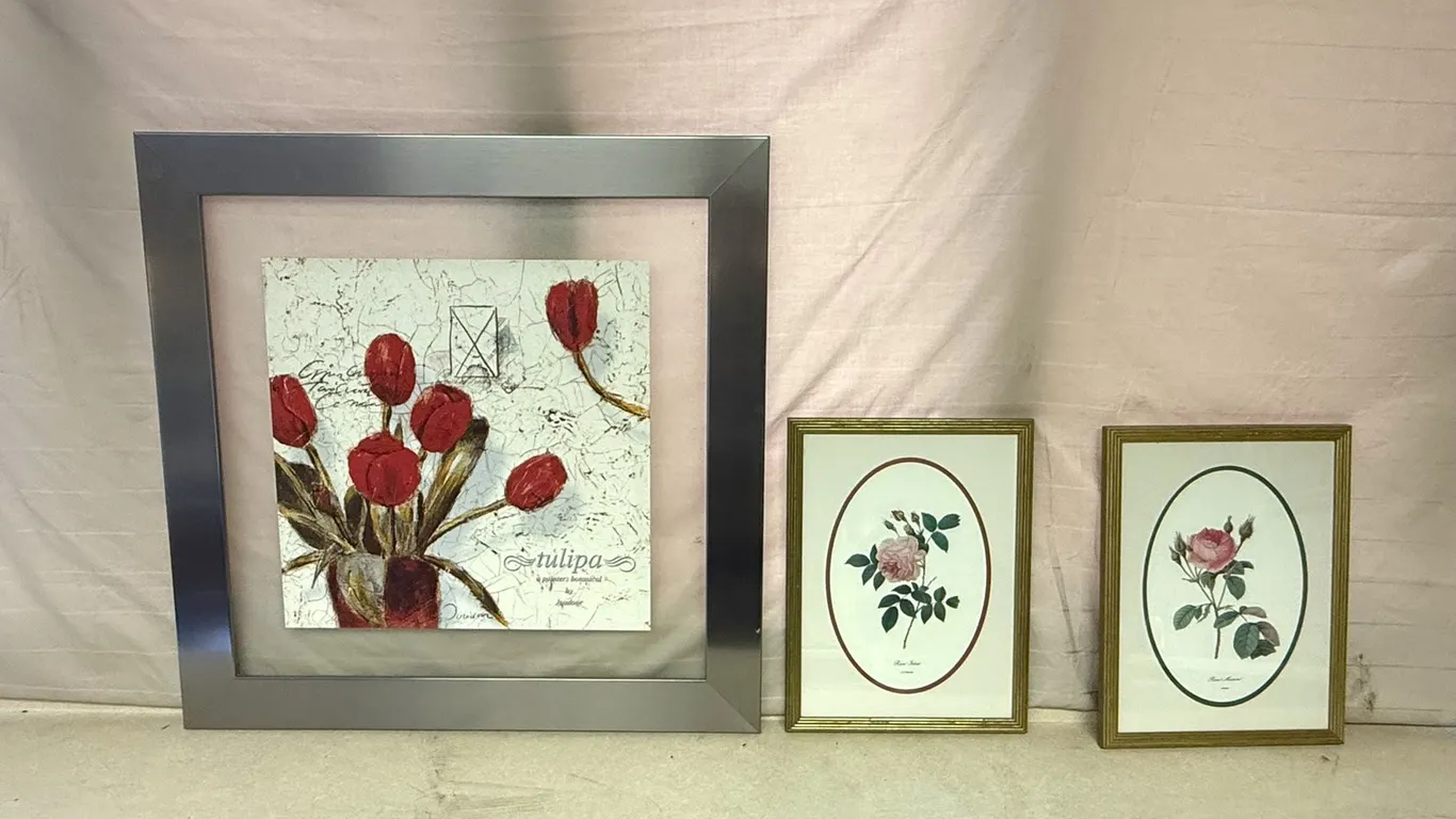 (3) Framed Flower Pictures