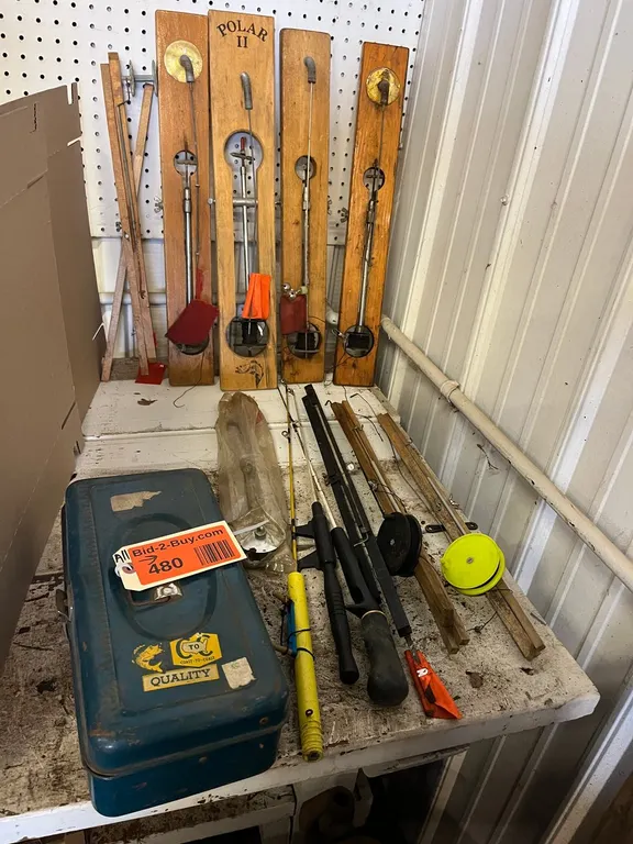 Tackle Box with Assorted Reals and Rods