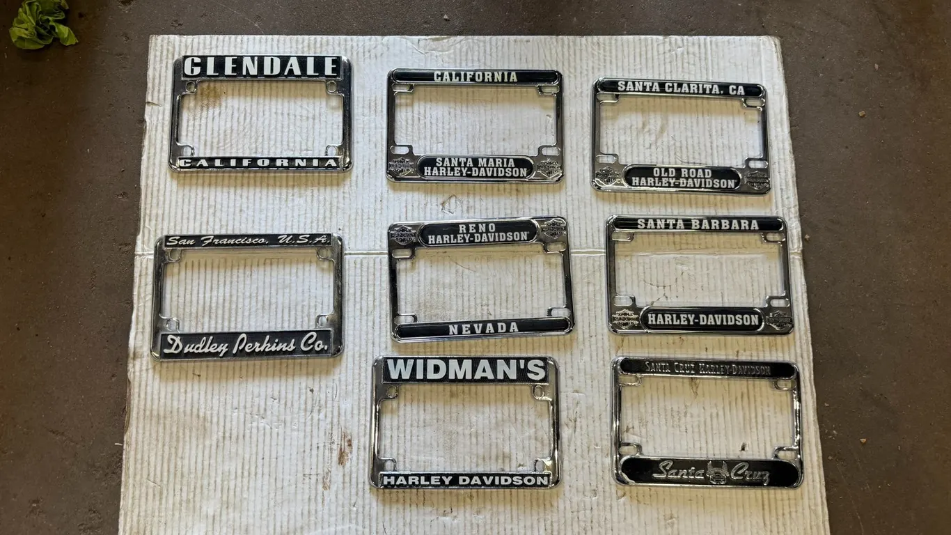 (8) Harley Davidson Motorcycle License Plate Holders