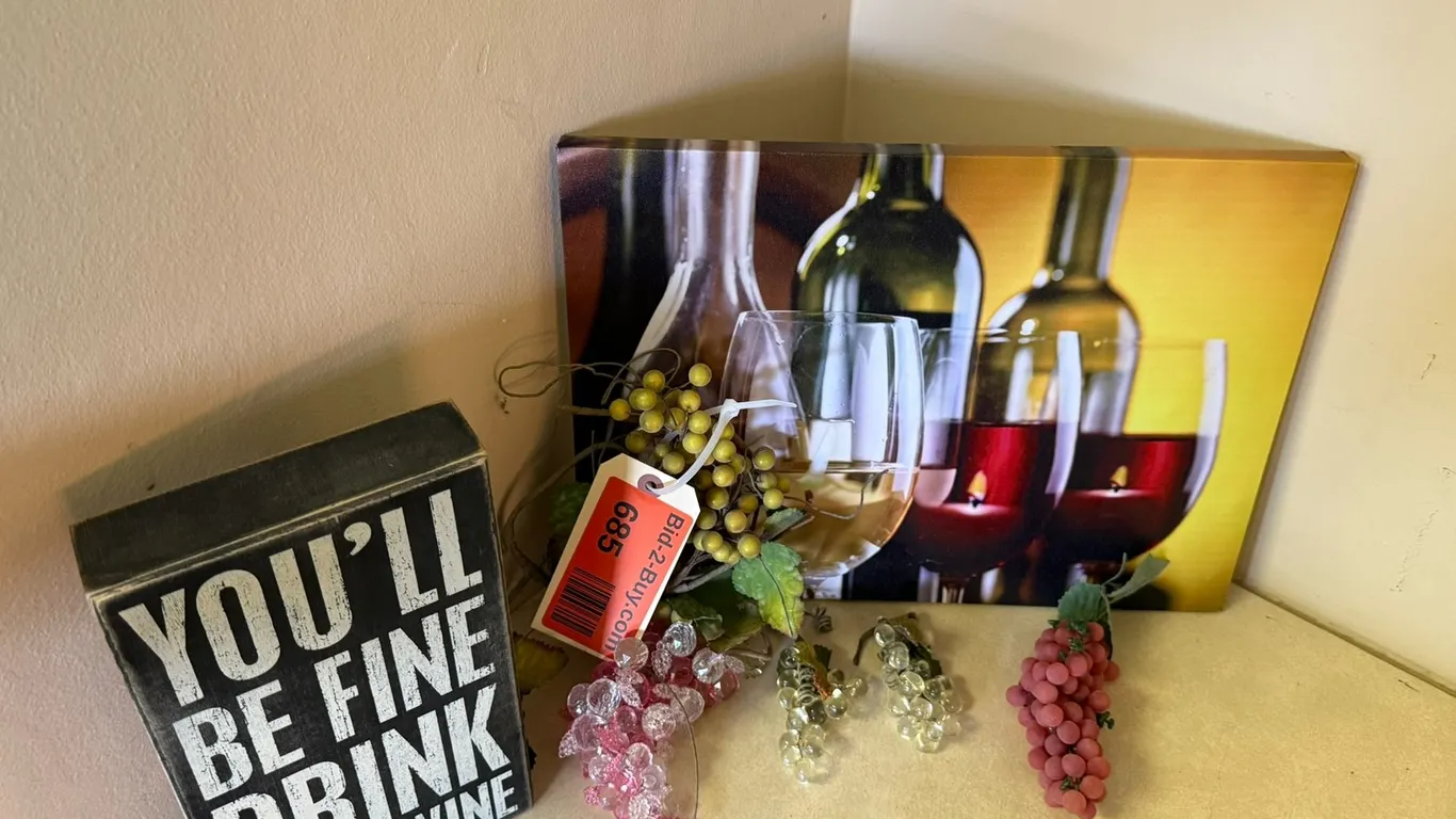 (2) Wine Pitchers and Vintage Grapes