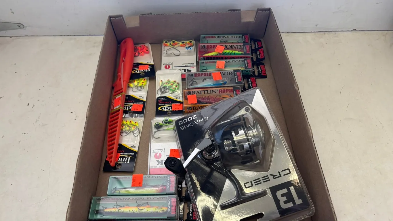 Fishing Reel, Fillet Knife, Lures and Supplies
