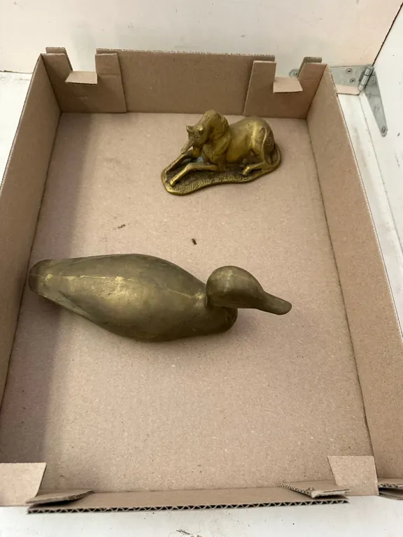 (2) Brass Duck and Unicorn Figurines