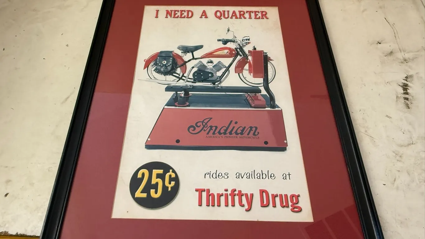 Indian Motorcycle Thrifty Drug Sign