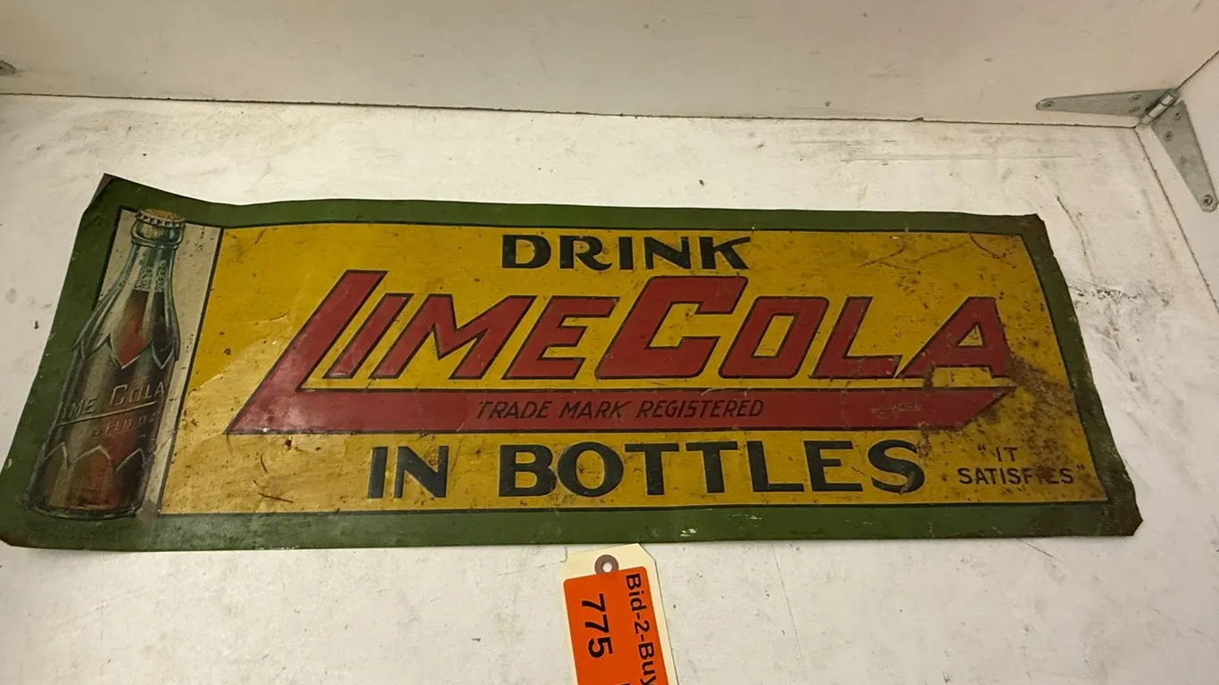 " Drink Lime Cola In Bottles" Vintage Metal Sign