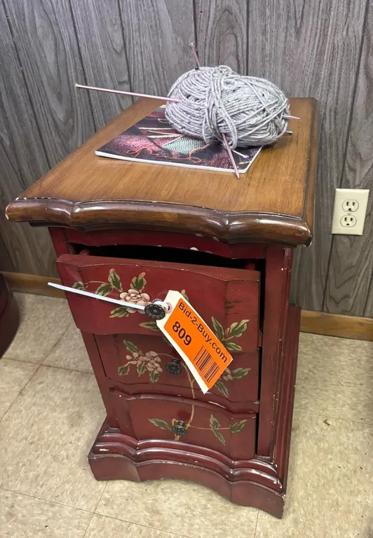 End Table with 3 Drawers and Knitting Bundle