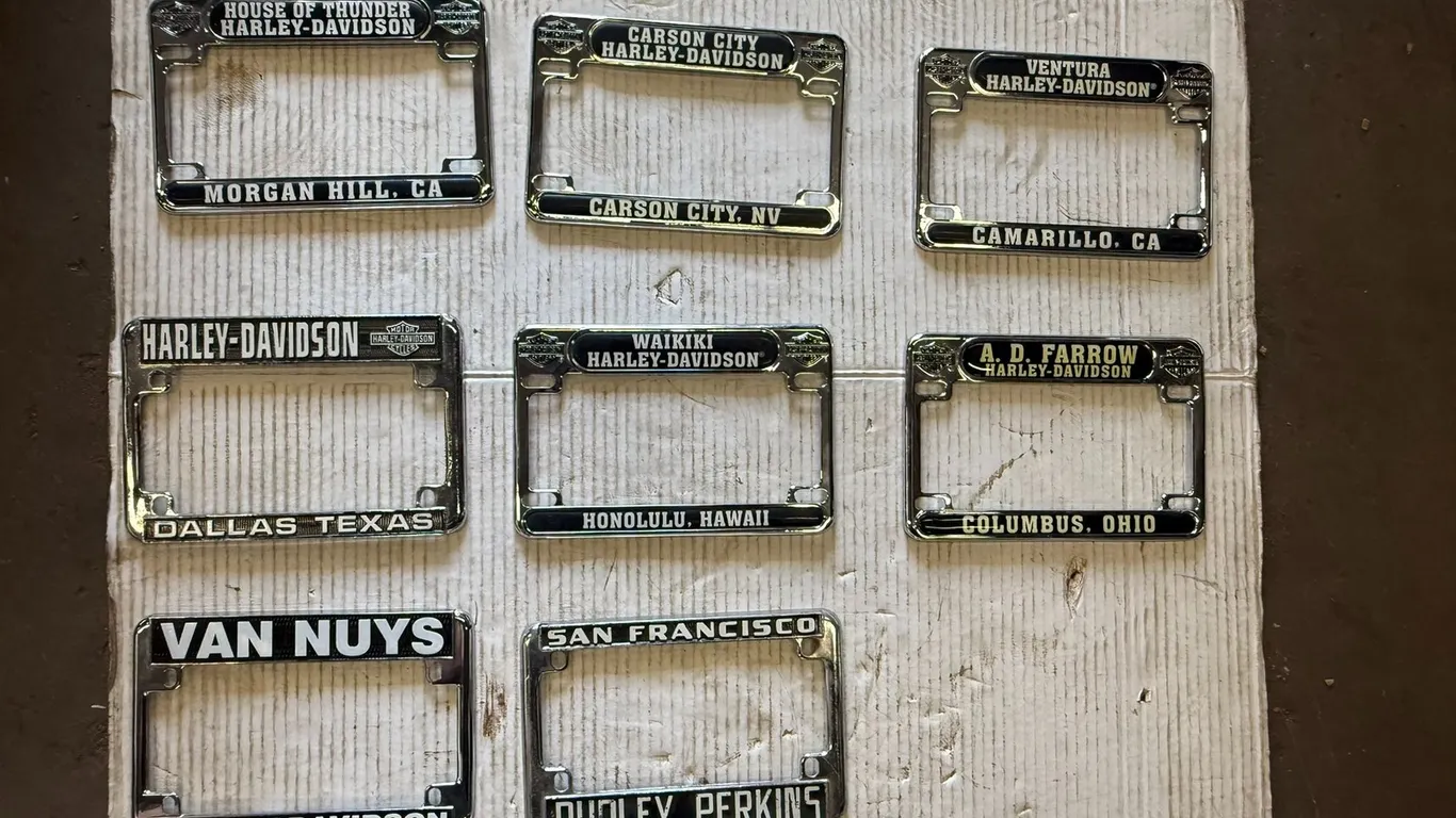 (8) Harley Davidson Motorcycle License Plate Holders