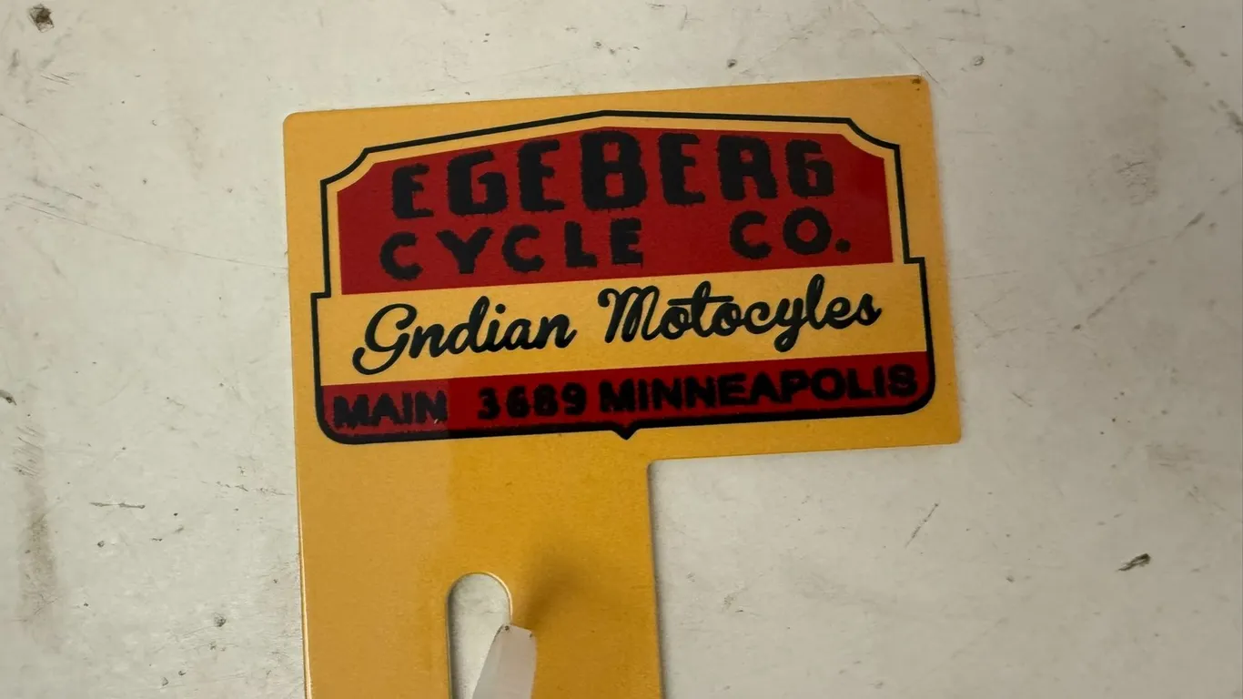 Small Indian Motorcycle Metal/ Minneapolis Plaque
