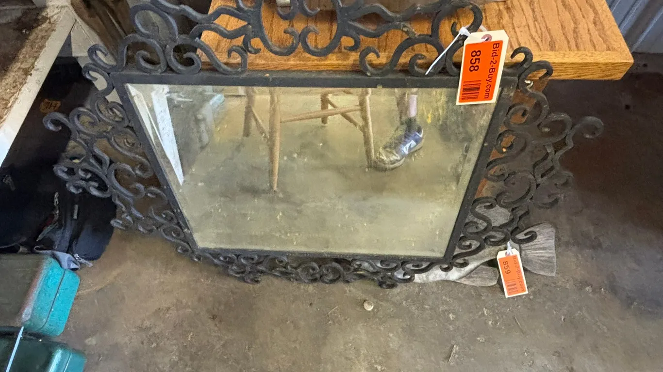 Old Steel Framed Mirror