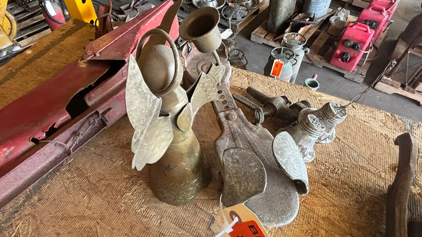 Vintage Rollerskate, Salt and Pepper Shakers, and Angel Statue