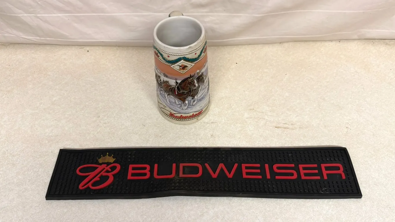 Budweiser Drip Mat and Stein