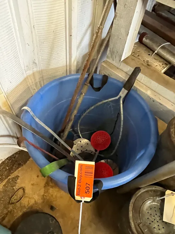 Blue Bucket,Net, Scoops, and Ice Auger,