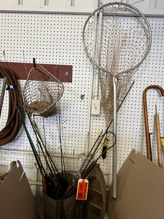 Mino Bucket and Ice Fishing Rods and Nets