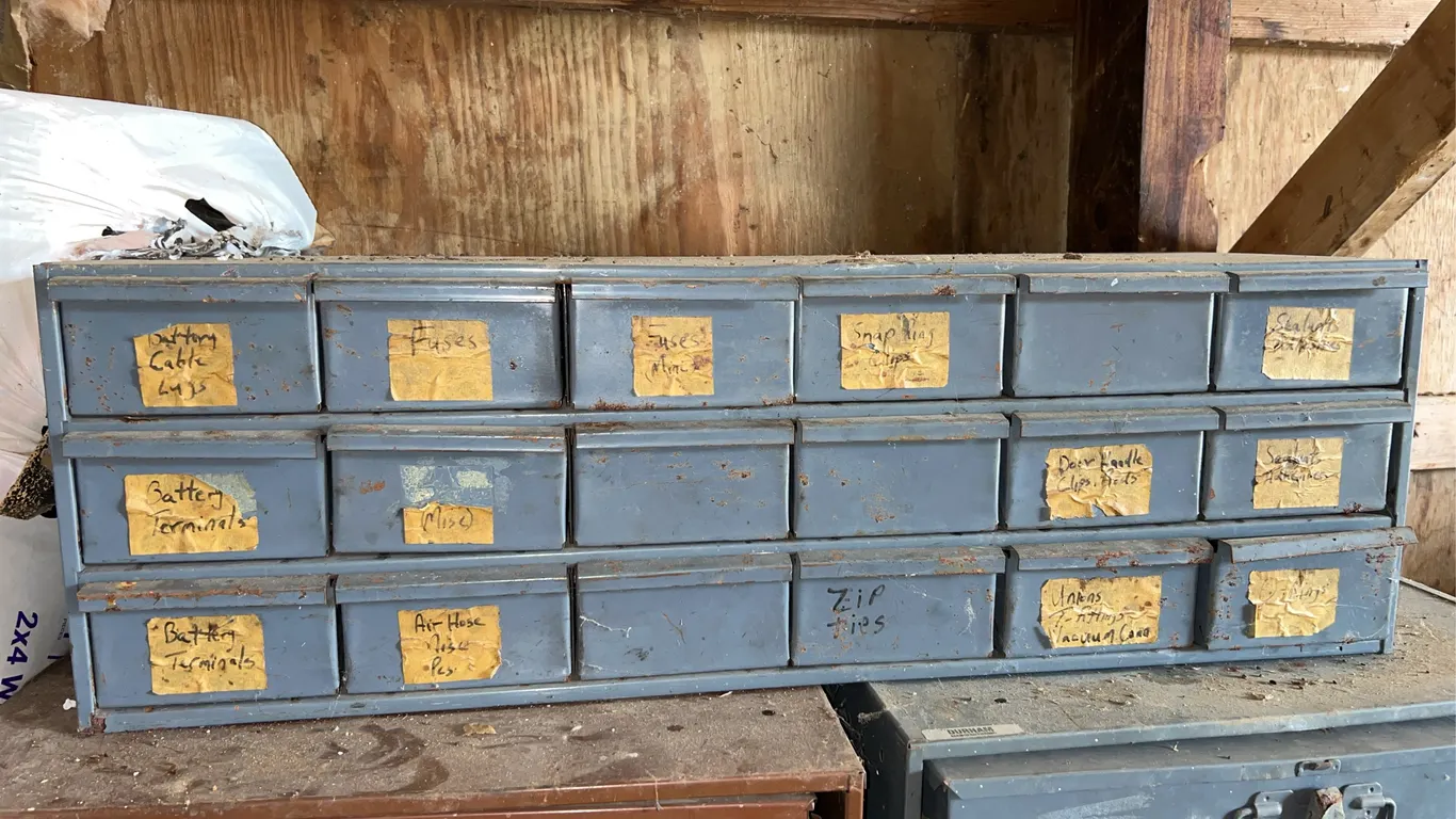 18 Drawer Hardware Organizer with Contents