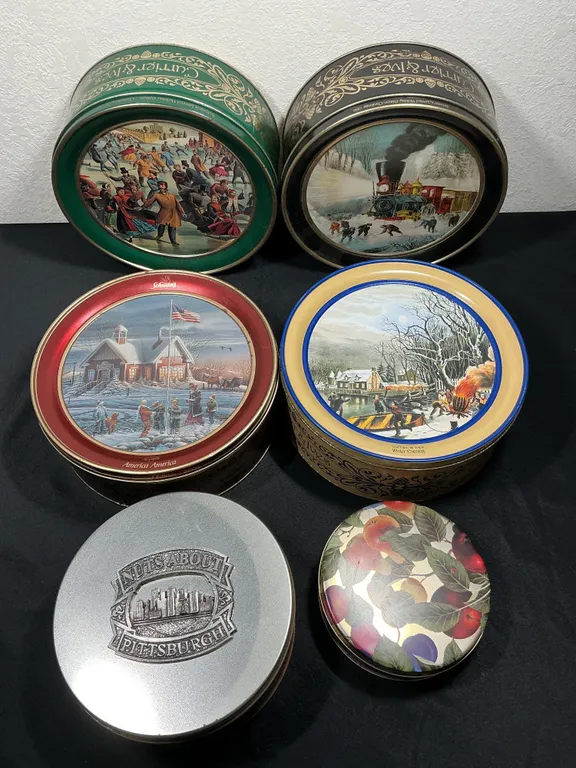 Vintage Currier & Ives Winter Scene Advertising Tins