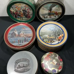 Vintage Currier & Ives Winter Scene Advertising Tins