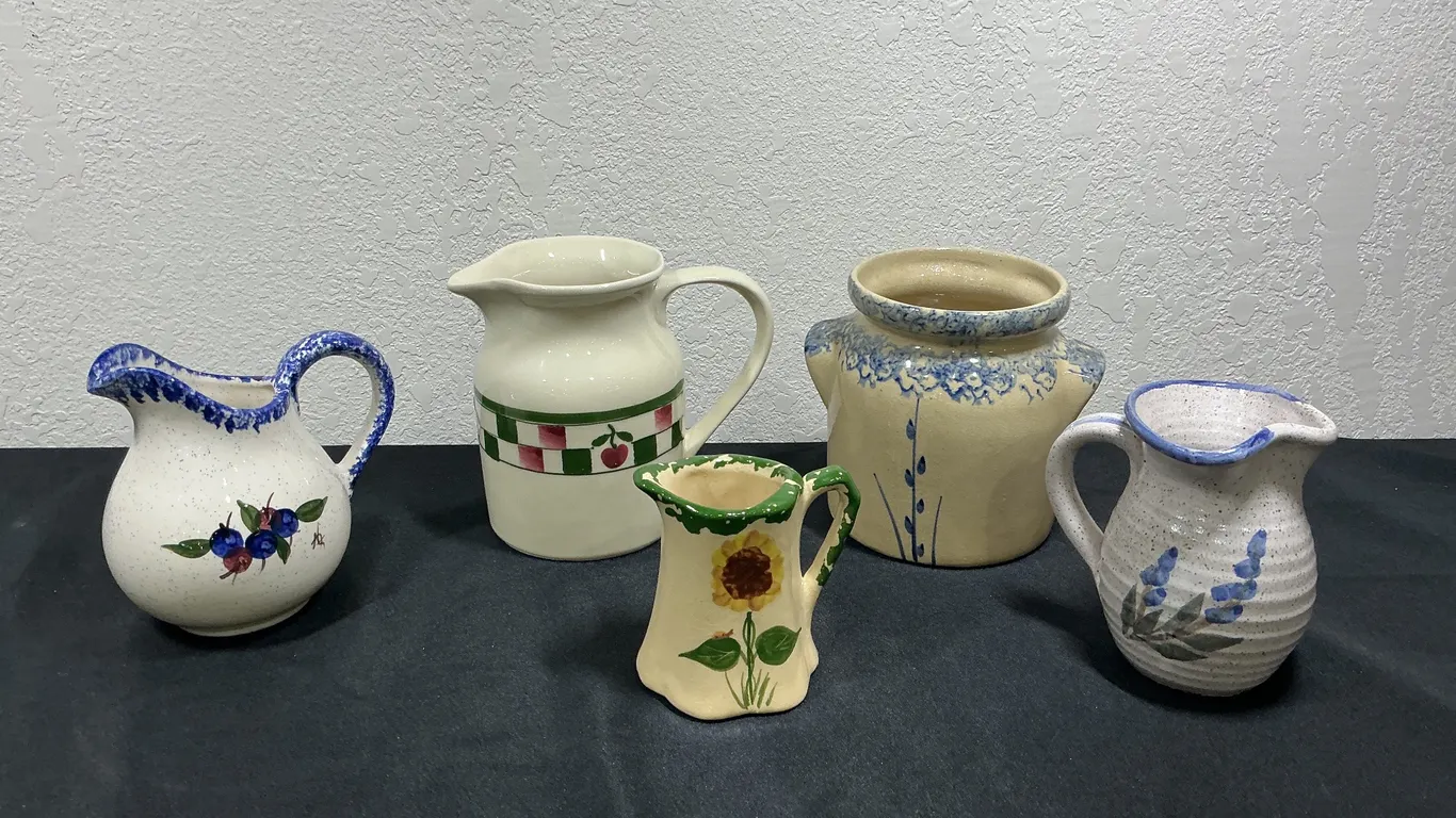 Roseville & Hartstone USA Pottery Pitchers – Lot of 5