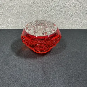 L.E. Smith Moon & Stars Amberina Glass Flower Frog Bowl