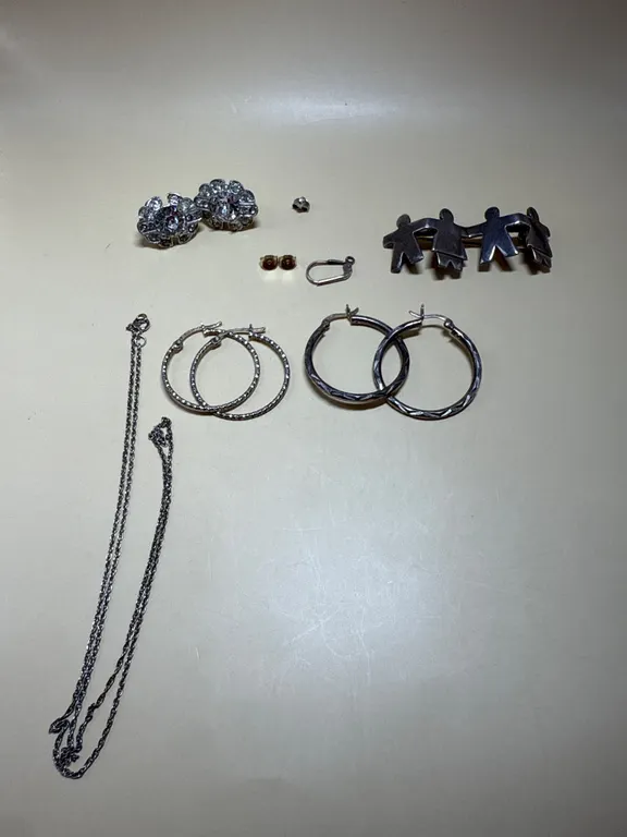 Sterling Silver & 925 Jewelry Assortment – Earrings, Brooch & Necklace