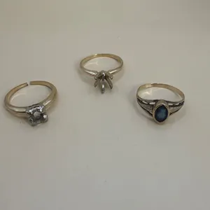 10K & 14K Gold Rings – Blue Stone & Missing Stones – 3 Pc