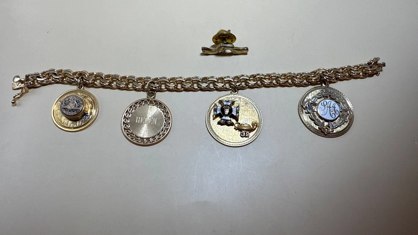 Vintage 14K SUCCO Charm Bracelet with Nursing & Personalized Charms