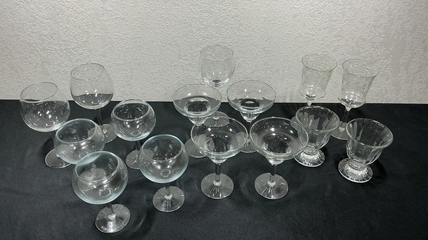 15-Pc Assorted Clear Glass Stemware & Drinkware Collection