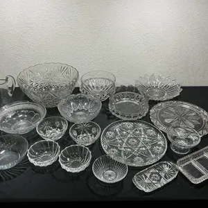 19 Pc Assorted Vintage Pressed & Cut Glass Serving & Decorative Lot